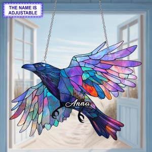 Raven Window Hanging Acrylic Ornament, Bird Lover Gift, 2D Flat Decor, Crow Art, Home Window Decoration