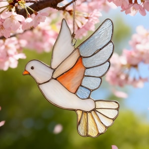 Stained Glass Peace Dove Sun Catcher Peace Bird Window Decor Hanging Ornament Home Decor Christmas Gift World Peace Symbol Glass Hanging
