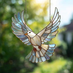 Dove Memorial Suncatcher, Peace Dove Sympathy Gift, Loss of Loved One Keepsake, Bird Window Hanging, Remembrance, Hope and Peace, NOT GLASS