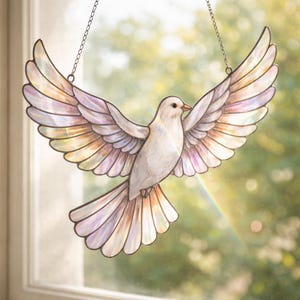 White Dove  Suncatcher Peace Bird Window Hanging Spiritual Decor